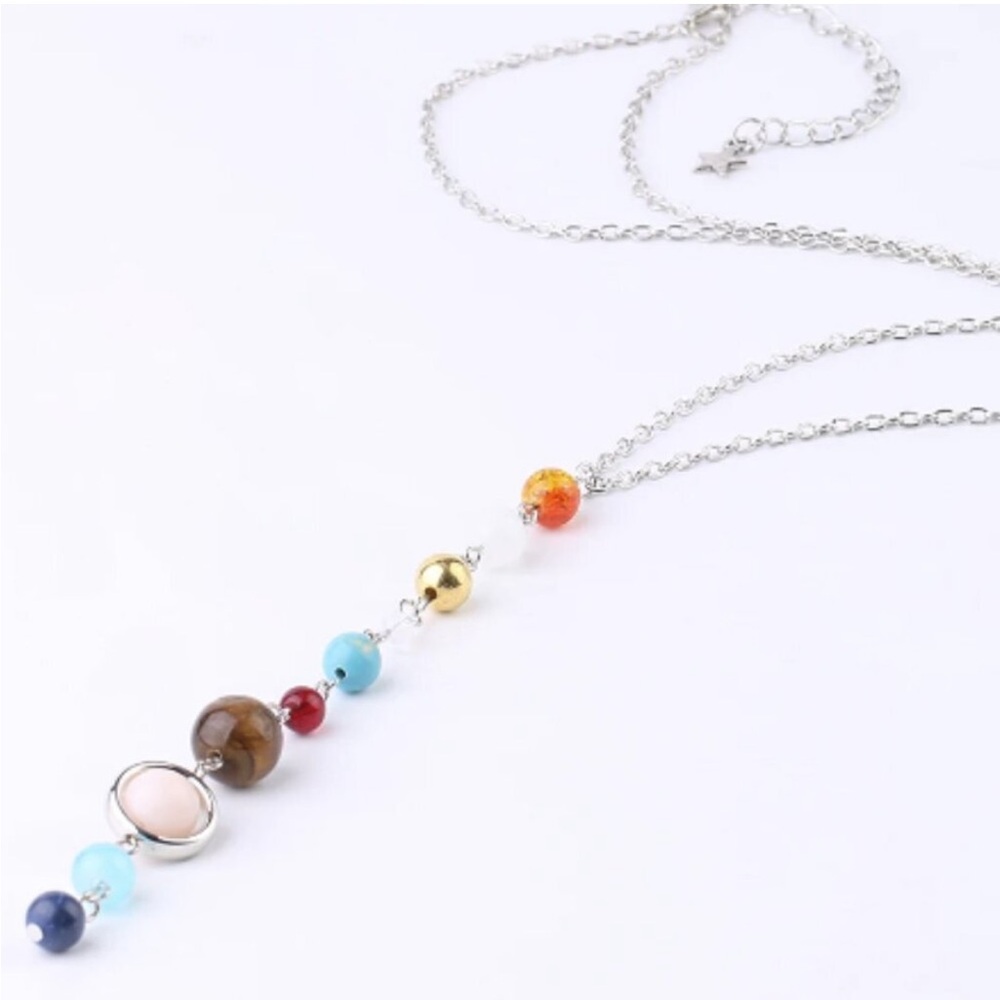 Solar System Aligned Planet/Star Science Necklace